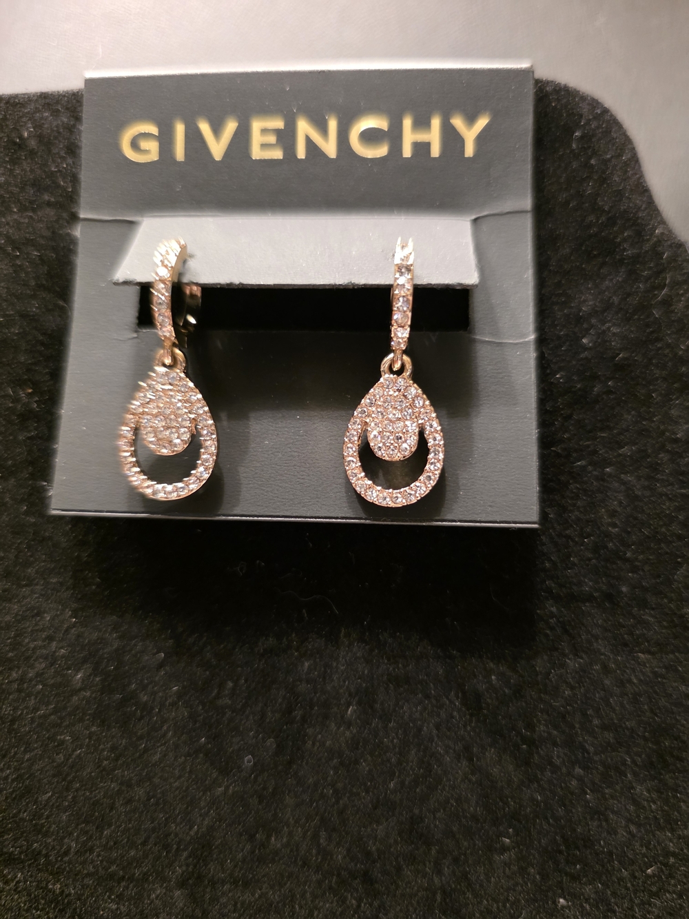 #398 Givenchy Rose Gold Crystal Drop Earrings